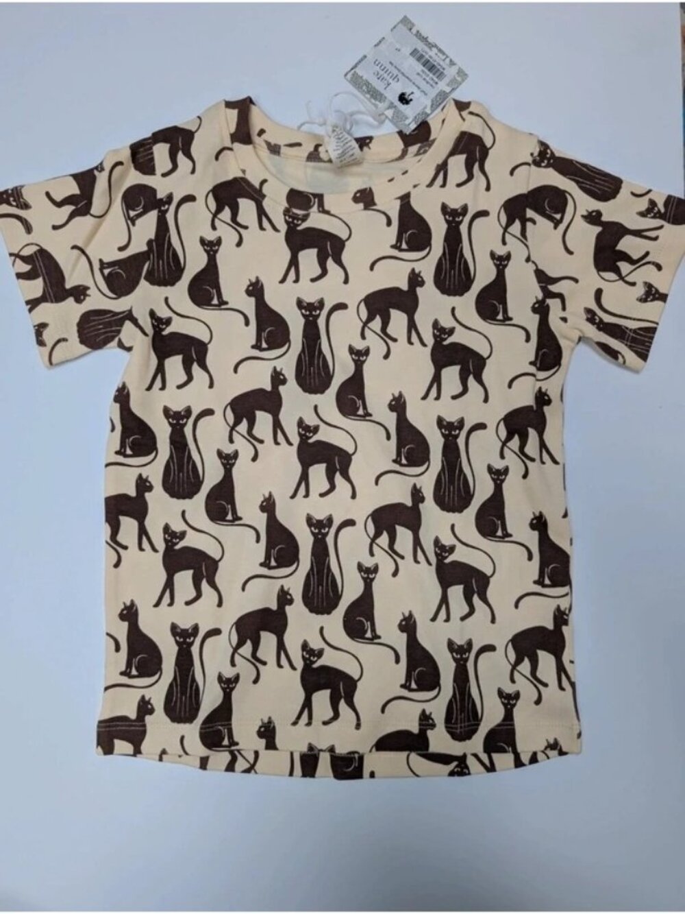 Kate Quinn 6Y Organic Cotton Neutral Cats Boxy Tee Short Sleeve Shirt